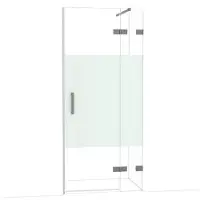Maxaro Diamond Douchedeur | 90 cm Zwart metaal Helder met matte strook Draaideur