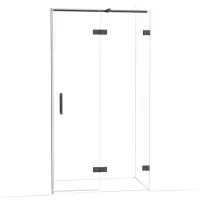Maxaro Diamond Douchedeur | 110 cm Zwart chroom Helder glas Draaideur
