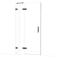 Maxaro Diamond Douchedeur | 100 cm Zwart chroom Helder glas Draaideur
