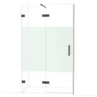 Maxaro Diamond Douchedeur | 120 cm Zwart chroom Helder met matte strook Draaideur