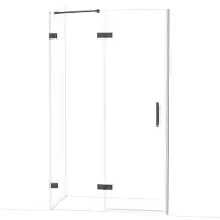 Maxaro Diamond Douchedeur | 120 cm Zwart chroom Helder glas Draaideur