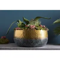 Invicta Handgemaakte decoratieve kom ORIENT 31cm goud met patina in klassiek gehamerd ontwerp - 41561