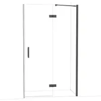Maxaro Diamond Douchedeur | 120 cm Zwart chroom Helder glas Draaideur