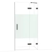 Maxaro Diamond Douchedeur | 100 cm Zwart chroom Helder met matte strook Draaideur