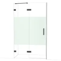 Maxaro Diamond Douchedeur | 120 cm Zwart chroom Helder met matte strook Draaideur