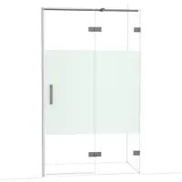 Maxaro Diamond Douchedeur | 120 cm Zwart metaal Helder met matte strook Draaideur