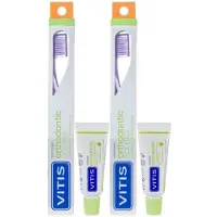 Vitis 2x Tandenborstel + Mini Tandpasta Orthodontic