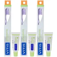 Vitis 3x Tandenborstel + Mini Tandpasta Orthodontic