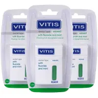 Vitis 3x Waxed Dental Tape Fluoride & Mint 50 Meter