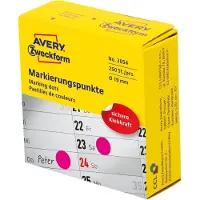 Avery Zweckform Markeringspunten in dispenser 3854 Permanent klevend Magenta 19 mm rond 250 Stuks op rol