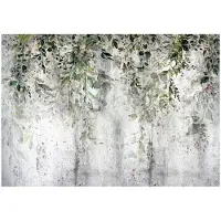 WALLARENA - Fotobehang - 400x280 cm - groene bladeren natuur beton voor slaapkamer en woonkamer