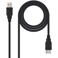 Nanocable 10.01.0202-BK - 1 m - USB A - USB A - USB 2.0 - Male/Female - Black
