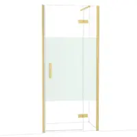 Maxaro Diamond Douchedeur | 90 cm Goud Helder met matte strook Draaideur