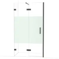 Maxaro Diamond Douchedeur | 110 cm Zwart chroom Helder met matte strook Draaideur