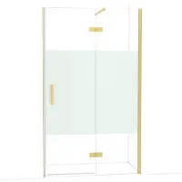 Maxaro Diamond Douchedeur | 120 cm Goud Helder met matte strook Draaideur