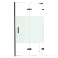 Maxaro Diamond Douchedeur | 110 cm Zwart chroom Helder met matte strook Draaideur