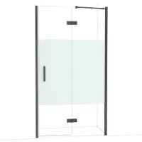 Maxaro Diamond Douchedeur | 110 cm Zwart chroom Helder met matte strook Draaideur