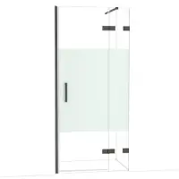Maxaro Diamond Douchedeur | 90 cm Zwart chroom Helder met matte strook Draaideur