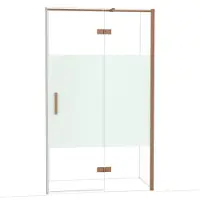 Maxaro Diamond Douchedeur | 120 cm Koper Helder met matte strook Draaideur