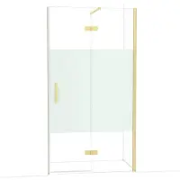 Maxaro Diamond Douchedeur | 110 cm Lichtgoud Helder met matte strook Draaideur