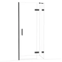 Maxaro Diamond Douchedeur | 90 cm Zwart chroom Helder glas Draaideur