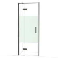 Maxaro Diamond Douchedeur | 80 cm Zwart chroom Helder met matte strook Draaideur