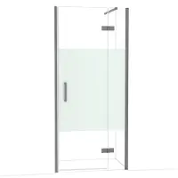 Maxaro Diamond Douchedeur | 90 cm Zwart metaal Helder met matte strook Draaideur