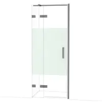 Maxaro Diamond Douchedeur | 80 cm Zwart metaal Helder met matte strook Draaideur