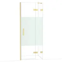 Maxaro Diamond Douchedeur | 80 cm Lichtgoud Helder met matte strook Draaideur