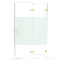 Maxaro Diamond Douchedeur | 120 cm Lichtgoud Helder met matte strook Draaideur