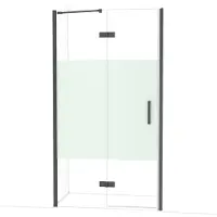 Maxaro Diamond Douchedeur | 110 cm Zwart chroom Helder met matte strook Draaideur