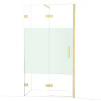 Maxaro Diamond Douchedeur | 110 cm Lichtgoud Helder met matte strook Draaideur