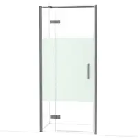 Maxaro Diamond Douchedeur | 90 cm Zwart metaal Helder met matte strook Draaideur