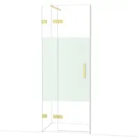Maxaro Diamond Douchedeur | 80 cm Lichtgoud Helder met matte strook Draaideur