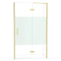 Maxaro Diamond Douchedeur | 120 cm Lichtgoud Helder met matte strook Draaideur