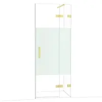Maxaro Diamond Douchedeur | 80 cm Lichtgoud Helder met matte strook Draaideur