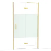 Maxaro Diamond Douchedeur | 110 cm Lichtgoud Helder met matte strook Draaideur