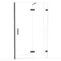 Maxaro Diamond Douchedeur | 120 cm Zwart chroom Helder glas Draaideur