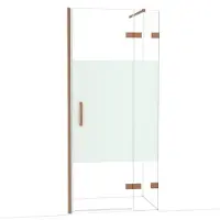 Maxaro Diamond Douchedeur | 90 cm Koper Helder met matte strook Draaideur