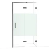 Maxaro Diamond Douchedeur | 110 cm Zwart metaal Helder met matte strook Draaideur