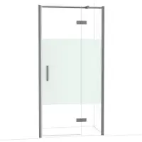 Maxaro Diamond Douchedeur | 100 cm Zwart metaal Helder met matte strook Draaideur