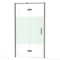 Maxaro Diamond Douchedeur | 110 cm Zwart metaal Helder met matte strook Draaideur