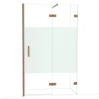 Maxaro Diamond Douchedeur | 120 cm Koper Helder met matte strook Draaideur