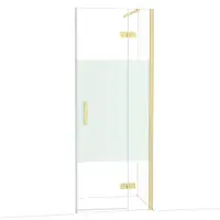 Maxaro Diamond Douchedeur | 80 cm Lichtgoud Helder met matte strook Draaideur