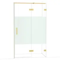 Maxaro Diamond Douchedeur | 120 cm Goud Helder met matte strook Draaideur