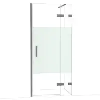 Maxaro Diamond Douchedeur | 90 cm Zwart metaal Helder met matte strook Draaideur