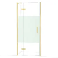 Maxaro Diamond Douchedeur | 90 cm Lichtgoud Helder met matte strook Draaideur