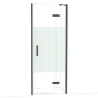 Maxaro Diamond Douchedeur | 80 cm Zwart chroom Helder met matte strook Draaideur