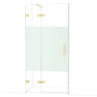 Maxaro Diamond Douchedeur | 100 cm Lichtgoud Helder met matte strook Draaideur