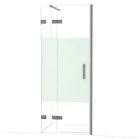 Maxaro Diamond Douchedeur | 80 cm Zwart metaal Helder met matte strook Draaideur